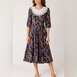 Vintage‎ 80's Floral Cottagecore Midi Dress Womens Size 10 Whimsical